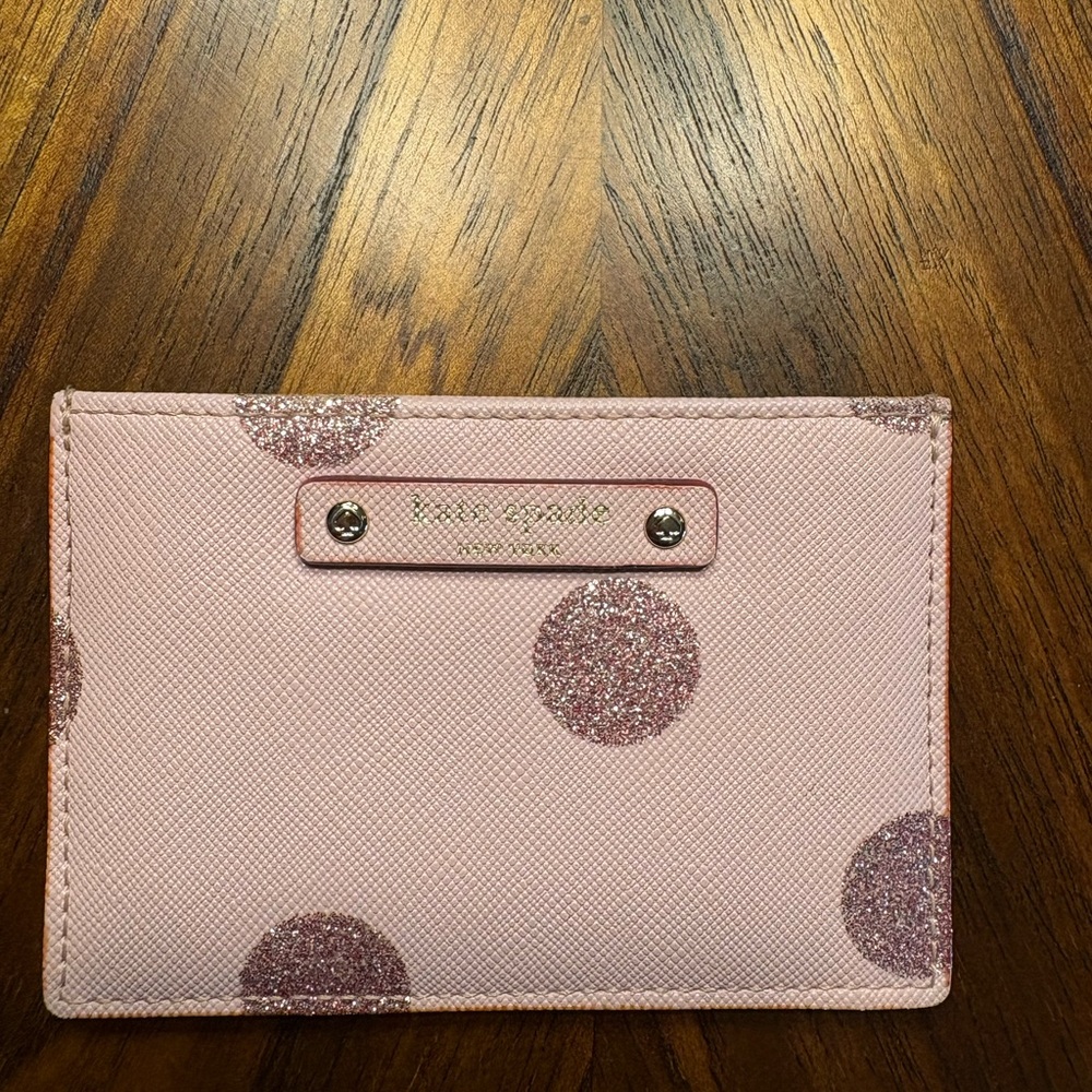Kate Spade Pink Glitter Dot Card Holder